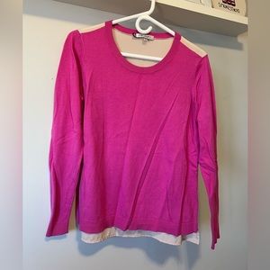 JENNIFER LOPEZ Women RIVIERA CHIC Mixed Media Lt Sweater Size L Berry Pink RARE
